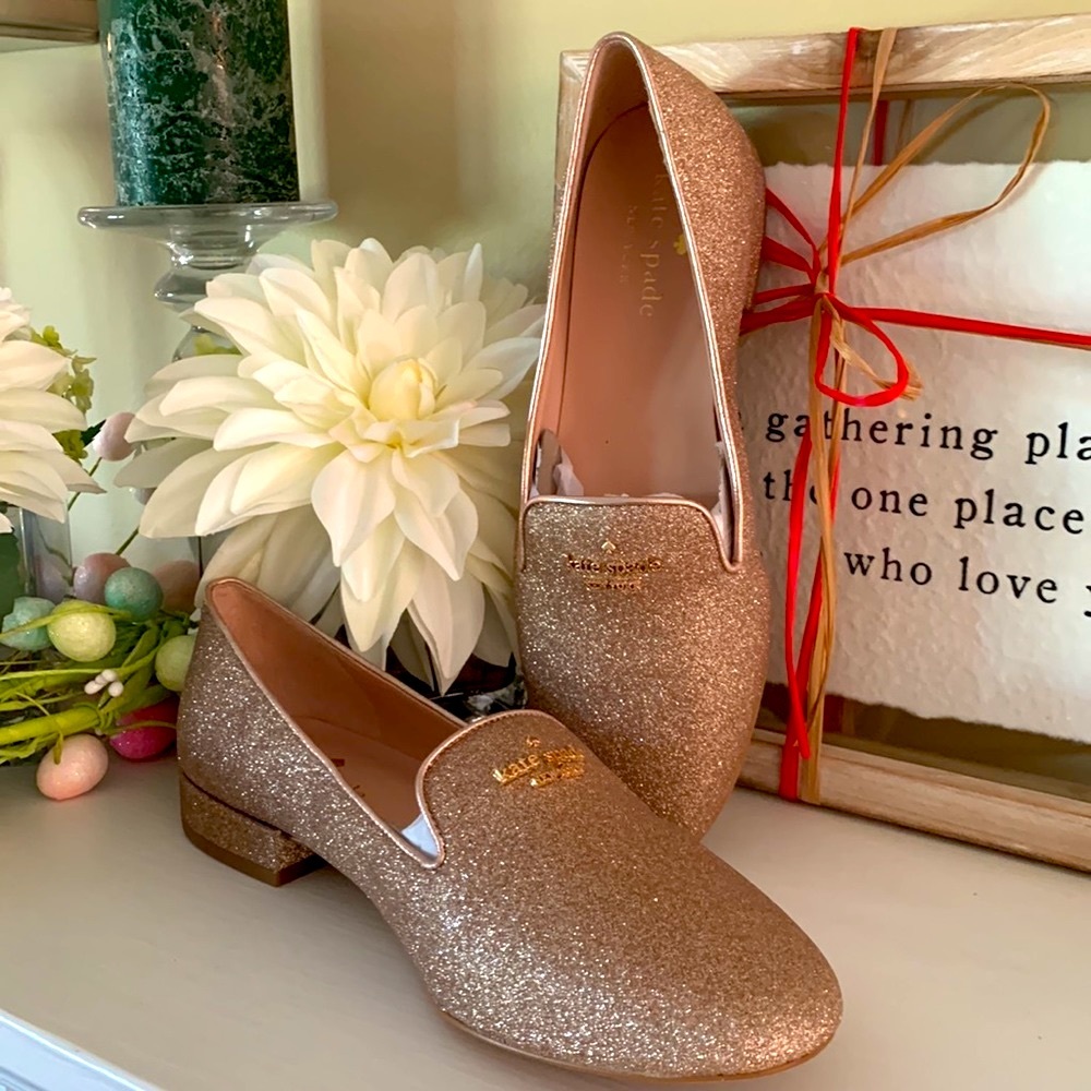 NEW ** Kate Spade chic rose metallic flats SIZE 7.5